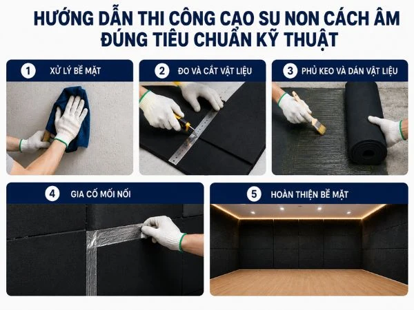 5 bước thi công cao su non cách âm