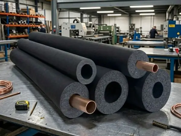 bảo ôn cao su lưu hóa bọc ống đồng điều hòa lắp đặt tại nhà xưởng