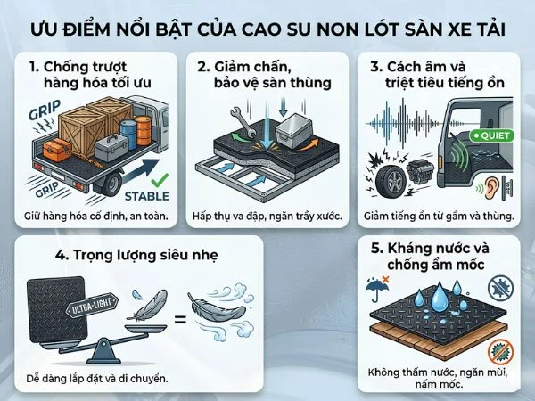 Ưu điểm nổi bật cao su non lót sàn xe tải